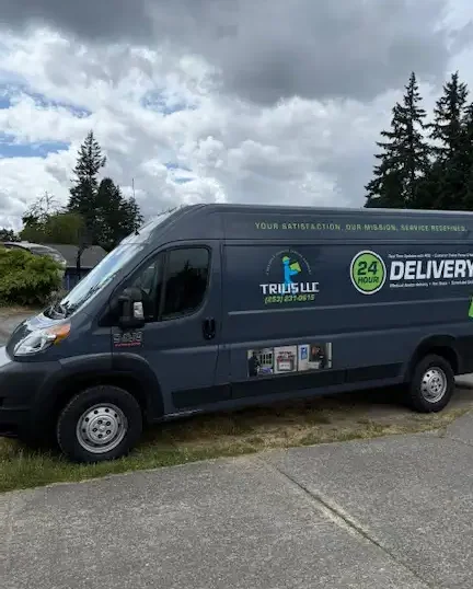 Trius medical courier vehicle operating in the regional service area
